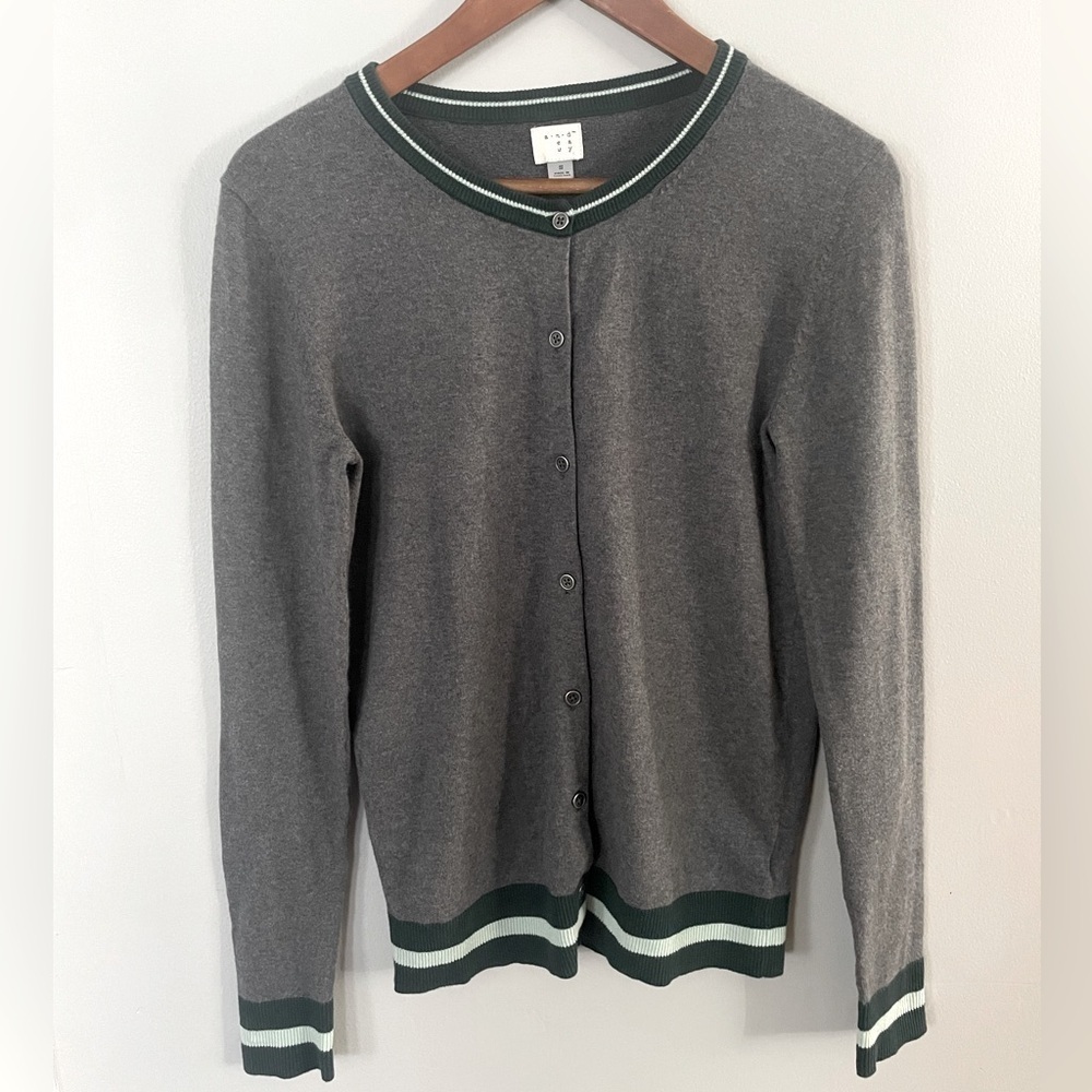 Andeawy Cotton Blend Gray Cardigan Size Small
